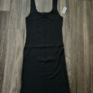 Black Ribbed Sleeveless Dress